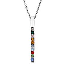 Silver or Gold Tone Vertical Family Bar Birthstone Pendant with CZ ...