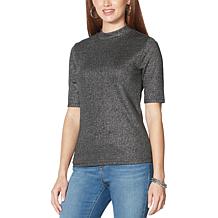 Skinnygirl Bella Ribbed Knit Mock-Neck Top