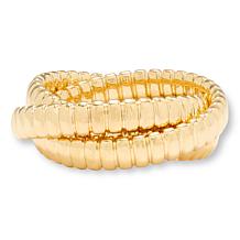 Soave Oro 14K Electroform Interlocking Tubogas Band Rings - Set of 3