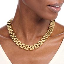 Soave Oro 14K Gold Electroform 3-Row Panther-Link 18" Necklace