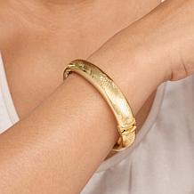 Soave Oro 14K Gold Electroform Diamond-Cut Hinged Bangle Bracelet