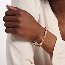 Soave Oro 14K Yellow Gold Electroform Polished Heart Link Bracelet