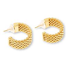 Soave Oro 14K Yellow Gold Electroform Textured Weave Half Hoop Earr...