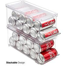 Sobus 2-pack Stackable Clear Plastic Soda Can Organizer with Lids