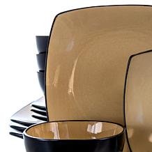 Soho Lounge 16pc Dinnerware, Taupe Square Shape Service for 4