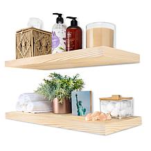 Solid Pine Wood Floating Shelves 9" x 24" 2-pack