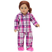 Sophia's by Teamson Kids Pink Flannel Pajama & Slippers for 18'' Dolls