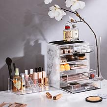 Sorbus Marble Makeup and Jewelry Storage Case with Top Tray
