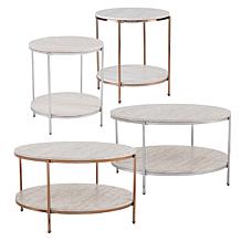 Southern Enterprises Blenheim Round Faux Marble Cocktail - Champagne