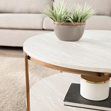 Southern Enterprises Blenheim Round Faux Marble Cocktail - Champagne