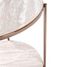 Southern Enterprises Blenheim Round Faux Marble Cocktail - Champagne