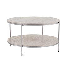 Southern Enterprises Blenheim Round Faux Marble Cocktail - Chrome