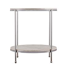 Southern Enterprises Blenheim Round Faux Marble End Table - Chrome