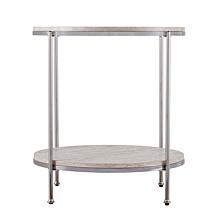 Southern Enterprises Blenheim Round Faux Marble End Table - Chrome