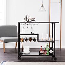 Southern Enterprises Holly&Martin Zephs Bar Cart - Black/Smoked Mirror