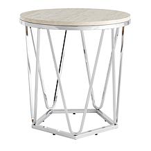 Southern Enterprises Jennly Round Faux Marble Cocktail - Chrome