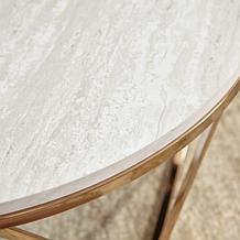 Southern Enterprises Jennly Round Faux Marble End Table - Champagne