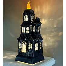 Spooky Lane Haunted House Swirling Glitter Candle 