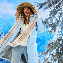 Sporto® Daisy Water-Resistant Quilted Long Coat with Removable Hood