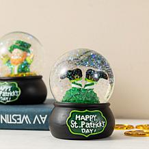 St. Patrick's Resin Leprechaun Waterglobes 2-piece Set