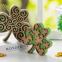 St. Patrick's Wooden Shamrock Table Decor 2-piece Set