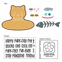 Stamps of Life Cat-Design Fold-It Card Stamp and Die Set