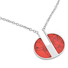 Stately Steel 17" Marble Pendant Necklace