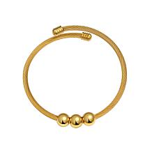 Stately Steel 3-Bead Cable Wire Bangle Bracelet