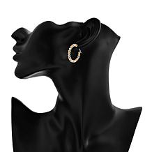 Stately Steel Beaded Hoop Earrings
