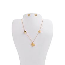 Stately Steel Butterfly Necklace and Earrings Set