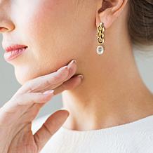 Stately Steel Chain Faux Pearl Drop Earrings