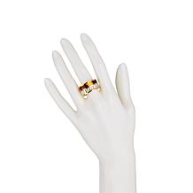 Stately Steel Clear Stone Tortoise Shell-Color Ring