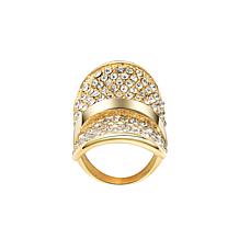 Stately Steel Covered Curvy Shape CZ Ring