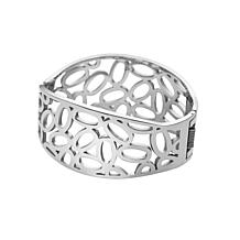Stately Steel Cubic Zirconia Bar-Design Cutout Cuff