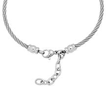 Stately Steel Cubic Zirconia Pavé Station Cable Wire Bracelet