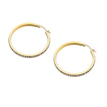 Stately Steel Cubic Zirconia Single-Row Big Hoop Earrings