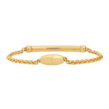 Stately Steel Cubic Zirconia Wheat-Link Bracelet