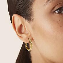 Stately Steel Curban Chain Hoop Earrings
