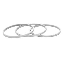 Stately Steel CZ-Accented Bangle Bracelet 3-piece Set