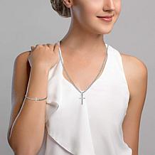 Stately Steel Double Layer Cross Necklace and Bracelet