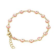 Stately Steel Enamel Evil Eye Chain Bracelet
