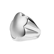 Stately Steel Flower Signet Ring