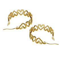 Stately Steel Hallow Heart Chain Hoop Earrings