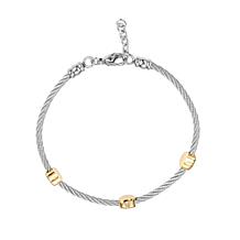 Stately Steel Heart Charms Wire Bangle