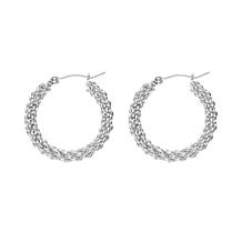 Stately Steel Interwoven Chain Hoop Earrings