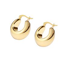 Stately Steel Large Rounded Tube Hoop Earrings