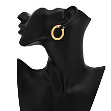 Stately Steel Mesh Link Hoop Earrings - 1-5/16"