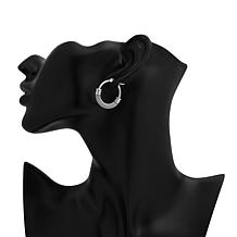 Stately Steel Mesh Link Hoop Earrings - 1"l