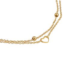 Stately Steel Open Heart Double-Strand Ankle Bracelet
