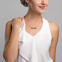 Stately Steel Rainbow Pave Pendant Necklace